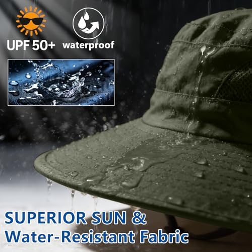 Image of ZOORON Sun Hats for Men Women Fishing Hat with Neck Flap,UPF 50+ Sun Hat Waterproof Wide Brim Bucket Hats for Safari Hiking