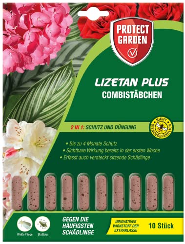 PROTECT GARDEN Lizetan Plus Combistäbchen, Langzeit-Schädlingsfrei und Premium-Dünger in Einem, 10 Stück