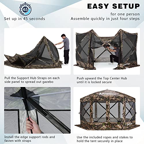 Image of MASTERCANOPY 12x12 Portable Screen House Room Pop up Gazebo Outdoor Camping Tent with Carry Bag (12x12,Camouflage)