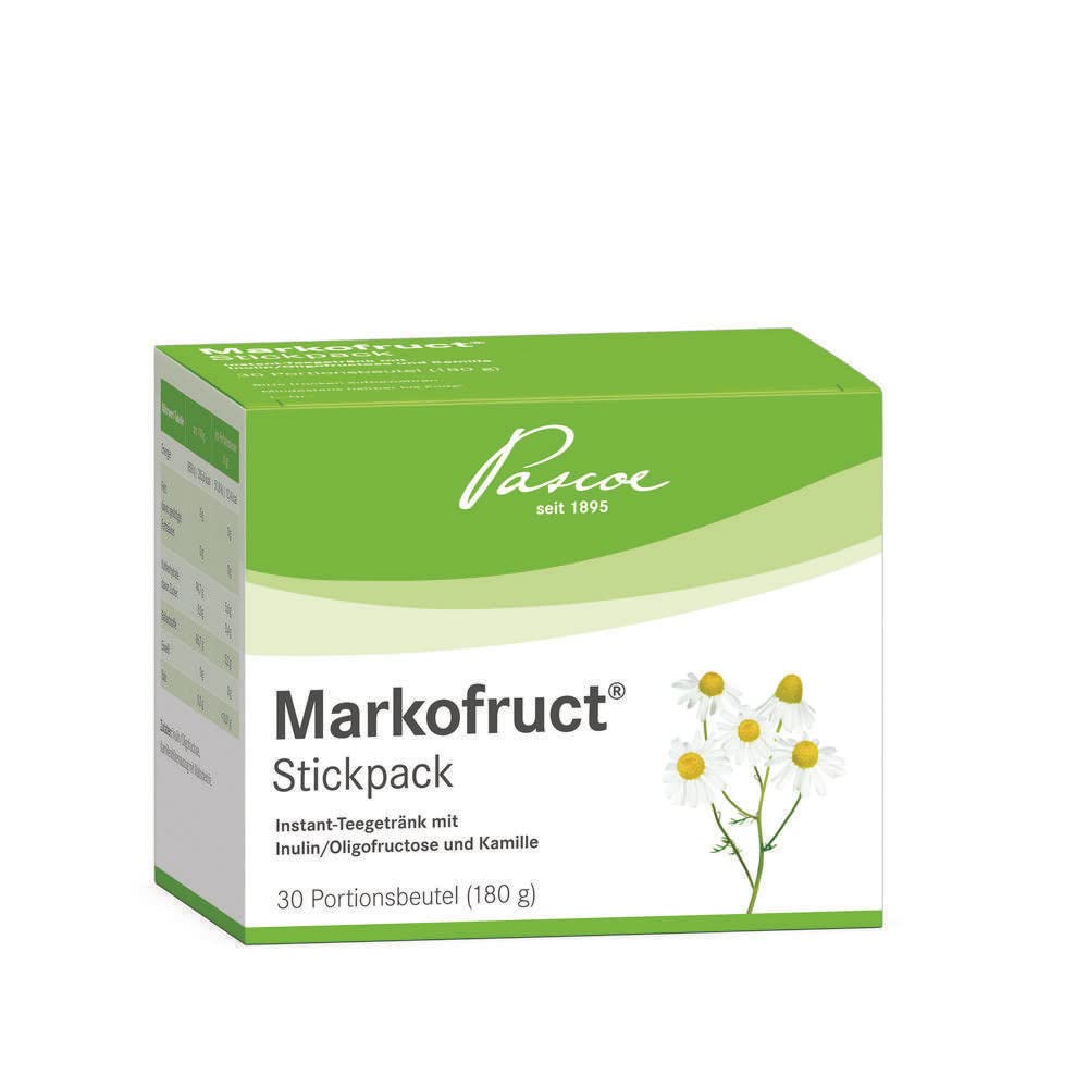 Pascoe Markofruct: Instant-Teegetränk mit Inulin, Oligofructose und Kamille - Kamille unterstützt das Wohlbefinden im Magen-Darm-Trakt - 30x6 g