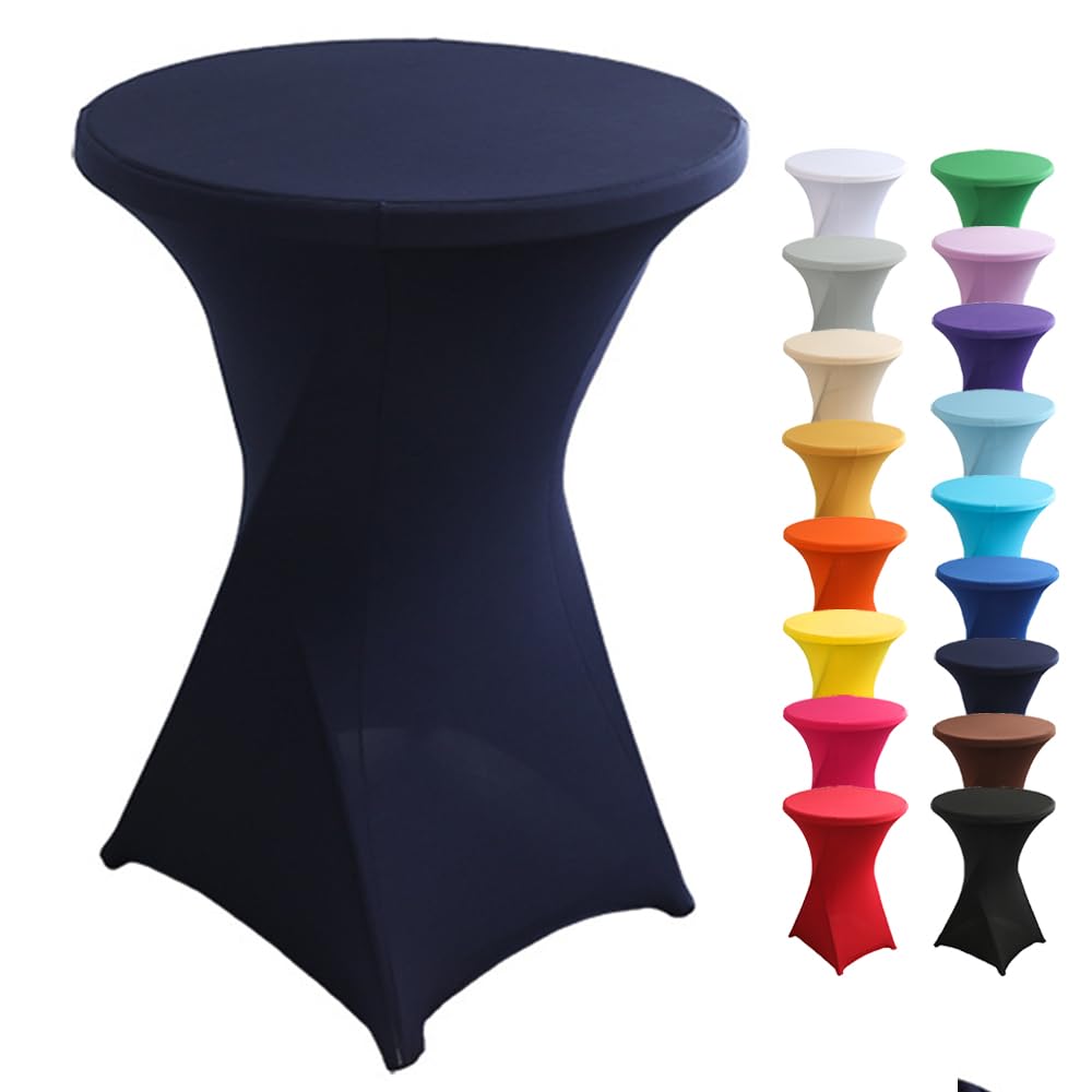 Highdi Housse Mange Debout - Housse de Table de Bar Bistrot Ronde Ø 60 cm/Ø 80 cm, Nappe Mange Debout pour Restaurant Bar Table Cocktail Banquet de Mariage Décoration (Bleu Marin,80x110cm)