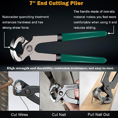 Image of 4Pcs Upholstery Staple Remover Tool Set Including 7inch End Cutting Plier,V Tip Tack Puller,U Tip Tack Puller,Staple Remover,Nail Puller Carpet Remover for Furniture Floor Photo Frame