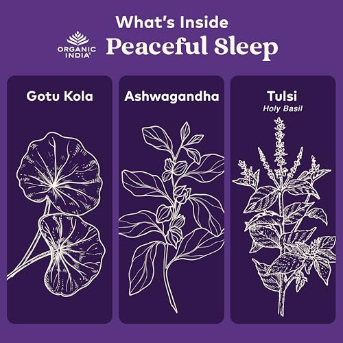 ORGANIC INDIA Peaceful Sleep Herbal Supplement - Deep Sleep Aid, Herbal Sleep Aid for Adults, Natural Sleep Aid Without Melatonin, Supports Sleep Cycles, USDA Certified Organic, Non-GMO - 90 Capsules - Image 5