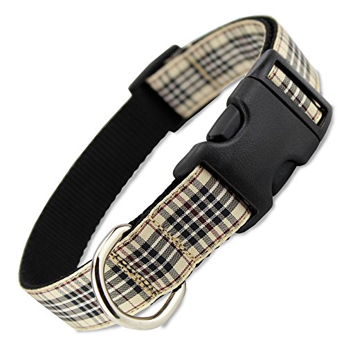 London Furberry Plaid Dog Collar, Small Dogs 11 - 22 lbs (Collar: 5/8" Wide, 8.5" to 13" Long)