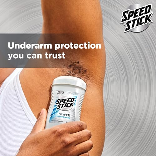 Image of Speed Stick Power Antiperspirant Deodorant for Men, 72 HR Sweat & Odor Protection, Unscented, 3.0 oz Stick (4 Pack)