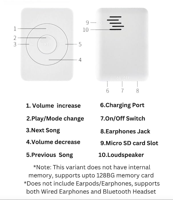 Image of Xzor Bluetooth Player - Built-in Speaker, Automatic Pairing MP3 Player - White