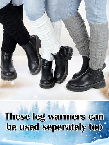 Image of Chuarry 6 Pairs Skating Leg Warmer Sets for Women Girls Knit Long Leg Warmers Socks Calf Socks Set for Ice Figure Skating