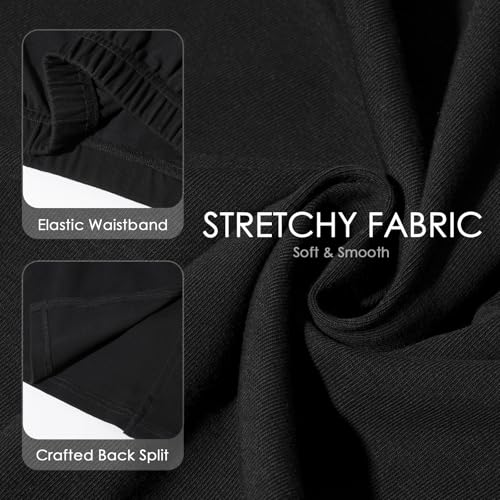 Boonbery BY22 Women'S Maternity Skirt Over The Belly Midi High Pregnancy Pencil Skirt Waisted Solid Stretchy Clothes Dress Work Outfits M Black thumb #5