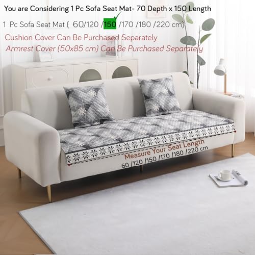 Image of HOKIPO 'LiefNest' Holland Velvet Sofa Cover Mat with Foam Filling for 1 /2 /3 Seater & L-Shape Sofa. Make Your Own Sofa Cover Set, Mat Size: 150(L) cm, Snowflakes Gradient Grey (IN-823-D9)