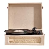 Arkrocket Coryphaeus Vinyl Record Player 3-Speed Bluetooth Input and Output Built-in Speakers with Magnetic Cartridge Auto Off (Flora Engraved)