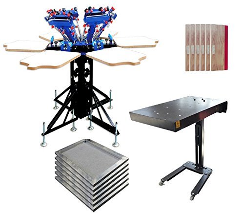 Six Color Six Station Screen Printing Press Kit & Flash Dryer Package-006988