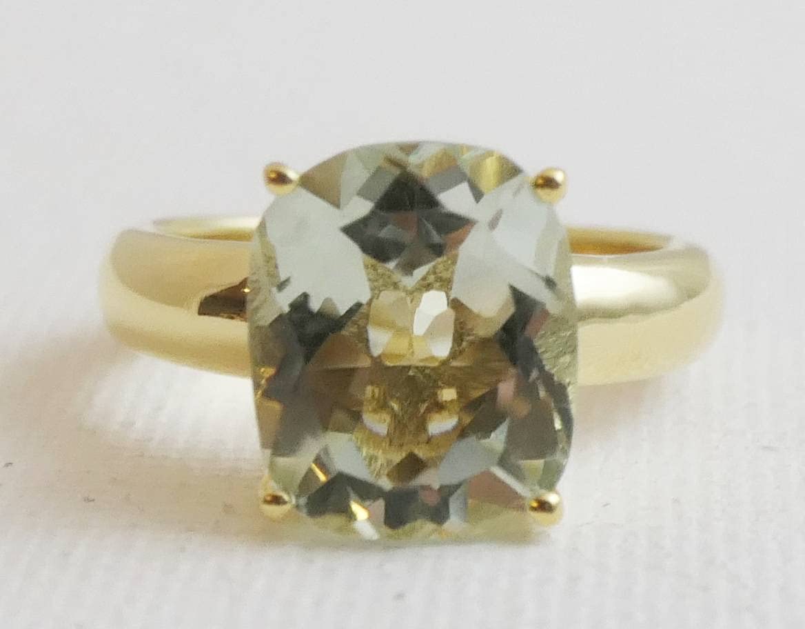 Grüner Amethyst vergoldet Sterling Silber Ring