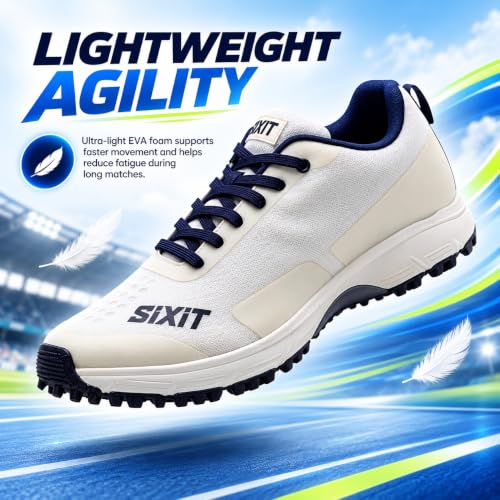 Image of Sixit SeamTech Cricket Shoes for Men, Lightweight Breathable Air Mesh, EVA Cushioning and Rubber Stud Grip