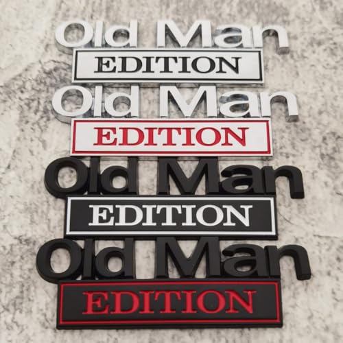 1pc Old Man Edition Metal Emblem Badge Sticker Decal for Car Truck Fits Fender or Rear Tailgate Bumper Stickers (Chrome and Black)