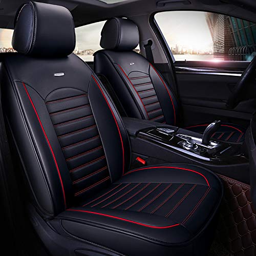 Reviews de Juegos completos los más solicitados. 46 OTOEZ - Juego completo de fundas universales de piel para asientos de coche, 5 asientos, compatible con la mayoría de vehículos, camionetas, SUV (rojo + negro)