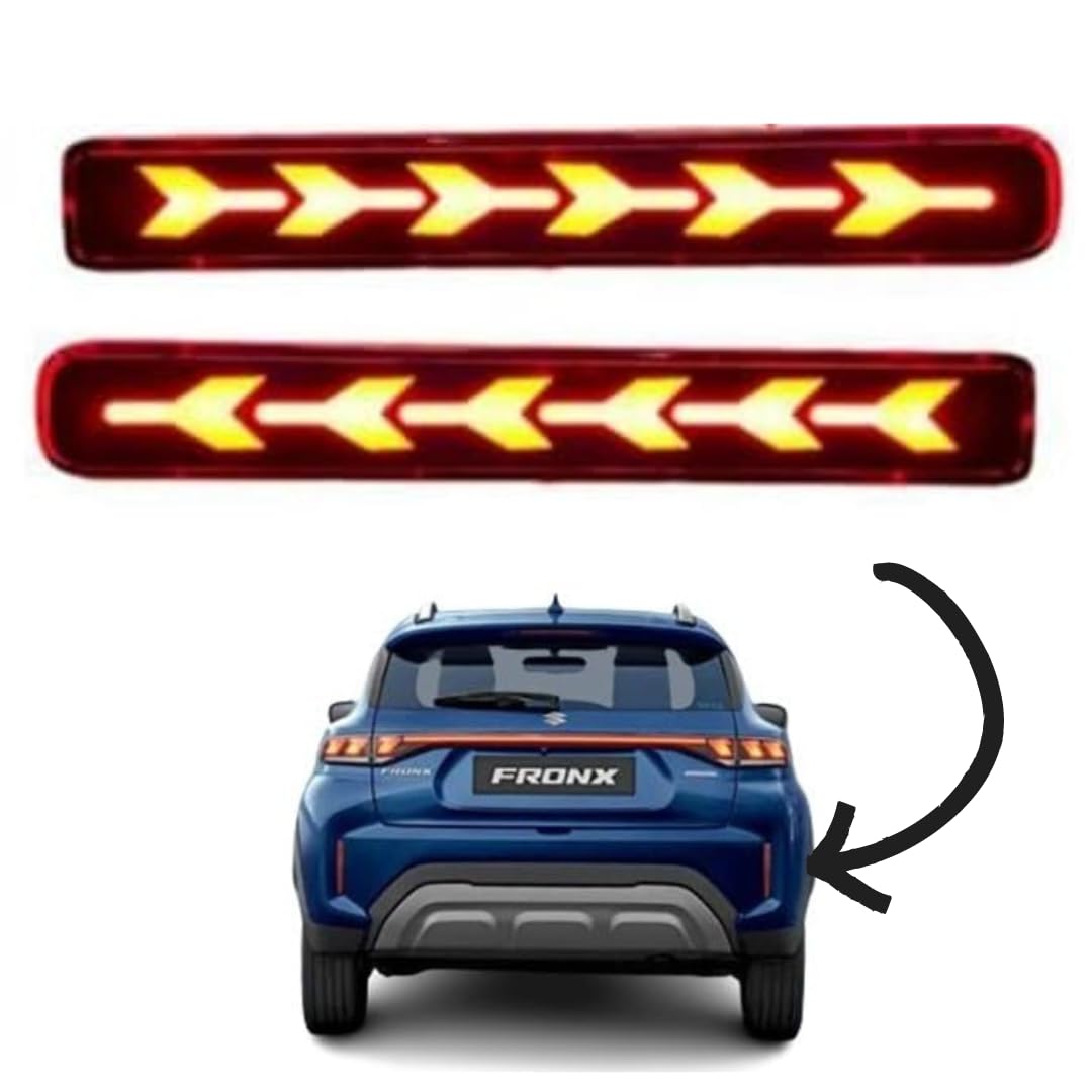 autokaar Car Rear Bumper Reflector Led Brake Light 6 Arrow Design for Maruti Fronx