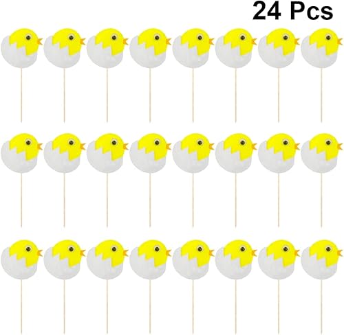 Miniatura 5 de ABOOFAN 48 piezas de decoración para cupcakes de pollito, adorables, decoración de Pascua de cumpleaños, decoración de ducha, comida, fiesta, postre