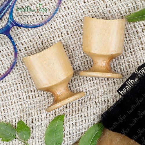 Image of HealthAndYoga ChillEyes Neem Wood Eye Wash Cup (Pack of 2)- Ayurvedic Benefits- Refreshes & Washes impurities from Eyes- Smooth Carved- Relieves eye strain, redness, irritation- For Whole Family