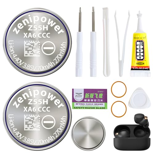 2 Pcs Z55H Batterie, Neues Upgrade im Jahr 2024, kompatibel mit WF-1000X WF-1000XM4 WF-1000XM3 WF-SP900 WF-H800 WF-SP700N WF-XB700 WF-C700N WF-C500 WI-SP600N WI-C600N Mit Klebewerkzeug 3.85V 70mAh …