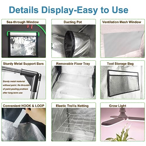 Imeshbean AG Grow Tent Kit Complete 48 Inch X 48 Inch X 80 Inch High Reflective Mylar Indoor Grow Tent Hydroponics Indoor Plant Growing Tent thumb #5