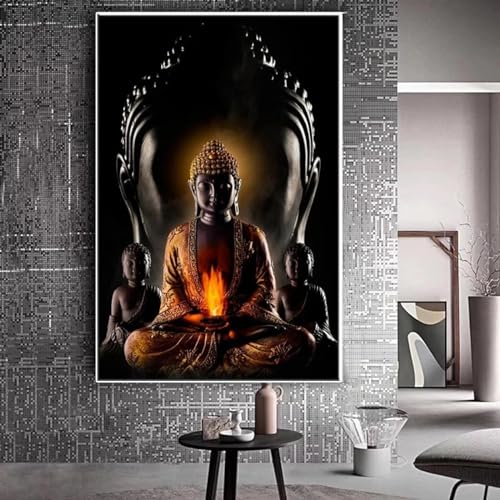 Toile bouddha contemporaine pour creer un salon zen et harmonieux peinture murale bouddhisme 70x100cm