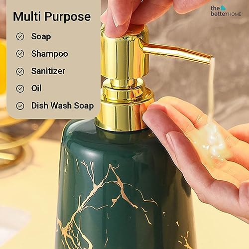 Image of The Better Home 260ml Soap Dispenser Bottle - Green | Elegant and Functional Liquid Pump for Kitchen, Wash-Basin, and Bathroom