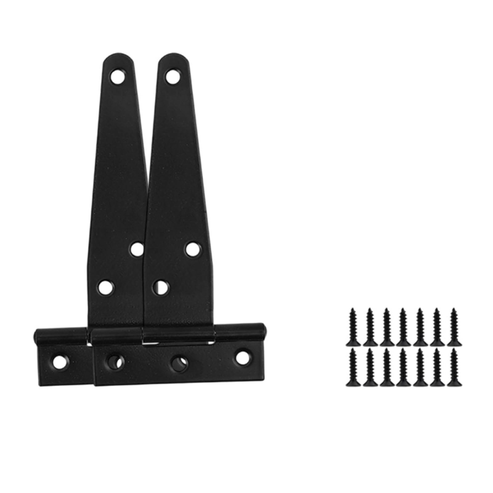 Heavy Duty Black T Shape Iron Hinges Galvanized Door Gate Hardware Shed Cabinet Barn Room Strap Hinge with Screw(2Set-12x6.5cm)