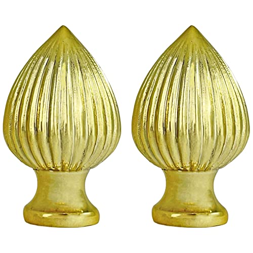 Image of Royal Designs, Inc. Ribbed Pear Finial for Lamp Shade, Polished Brass - Pack of 2