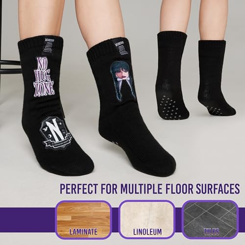 Wednesday Slipper Socks for Women and Teenagers Soft Warm Fluffy Socks with Non Slip Grip Pads One Size Gifts for Her3