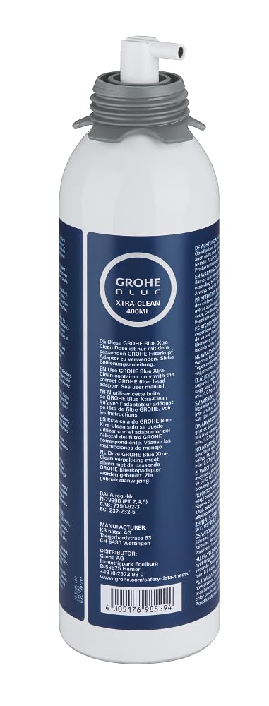 GROHE Blue, Cartucho de limpieza (para Blue Pure, Home & Professional, 100% desinfección y limpieza del enfriador y el cabezal del filtro, incluye cabezal pulverizador, sin adaptador) 40434001