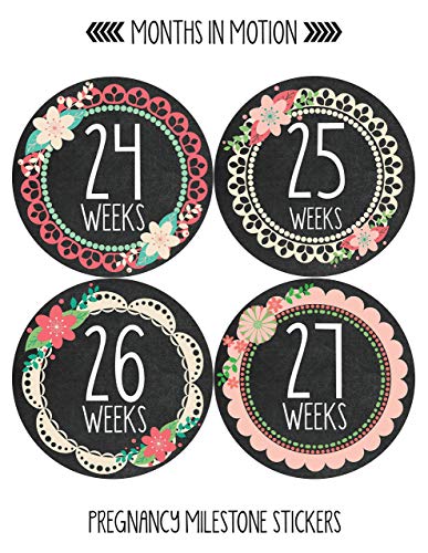 Pregnancy Weekly Belly Growth Stickers - Week to Week Pregnant Expecting Photo Prop - Maternity Keepsake - Baby Bump - Large Set of 36 Weekly Photo Sticker
