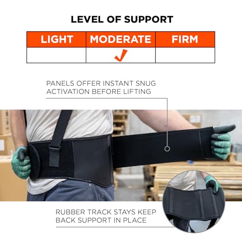 Image of Ergodyne ProFlex 1625 Back Support Brace, Stays and Rubber Webbing for Snug Fit, Removeable Straps, Adjustable Black Extra Small