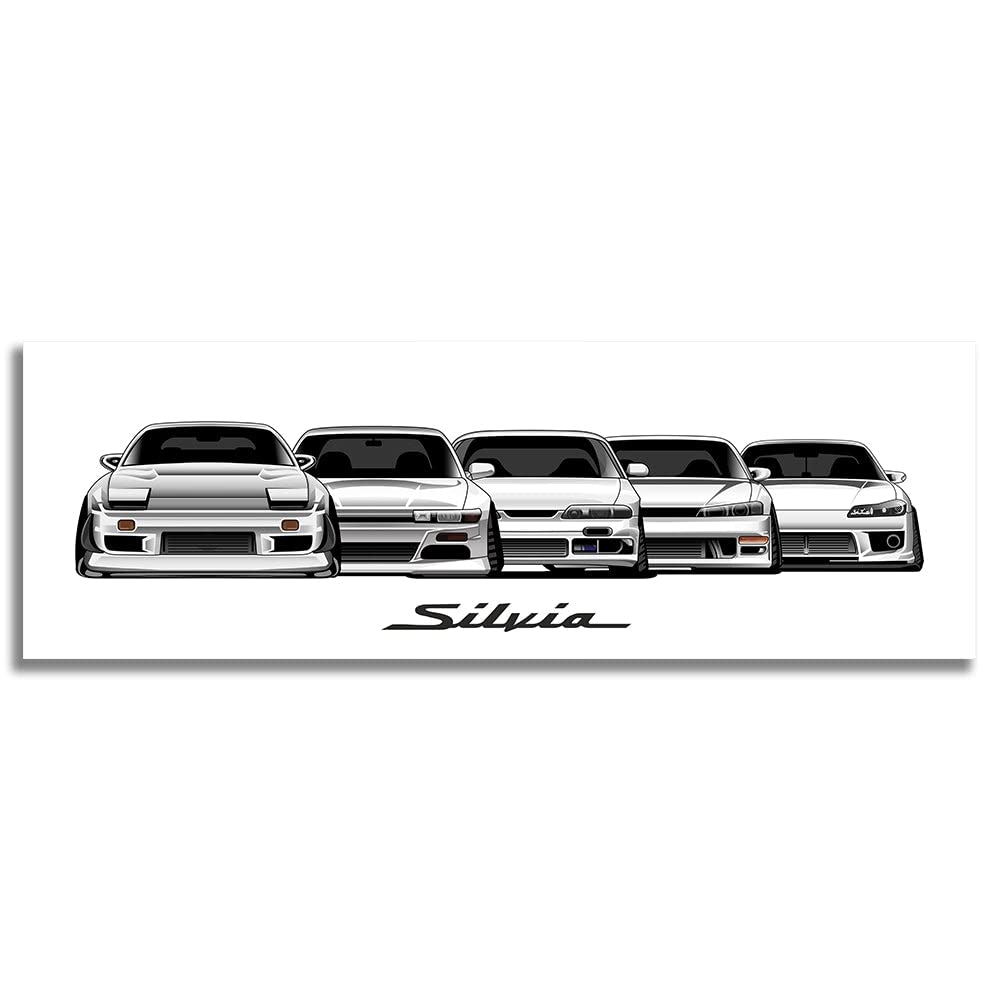 240sx Zenki Kouki Slivia S12 S13 S14 S15 JDM Import tuner Fan Art Drawing Drift Drifting Poster Paper 20x60 inch
