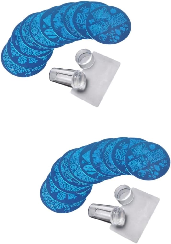 Beavorty 2 Sets 11 Pieces Set Printing Plates For Nail Art Manicure Template Nail Art Image Stampers Scraper Stencils Nail Art Kits Steel Sheet Printing Die