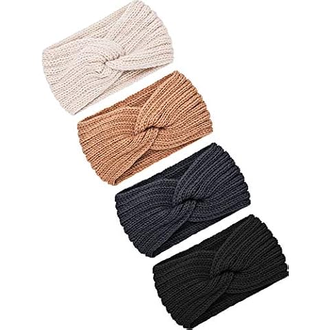 4 Pieces Chunky Knit Headbands Braided Winter Headbands Ear Warmers Crochet Head Wraps for Women Girls (Color Set 9) Cover
