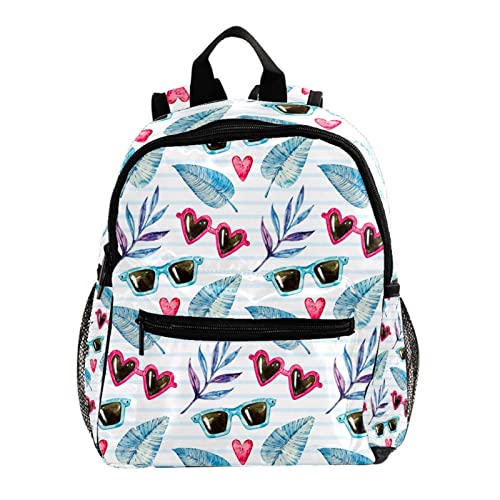 Sac à dos tendance avec lunettes et motif feuilles pour l'école et le voyage