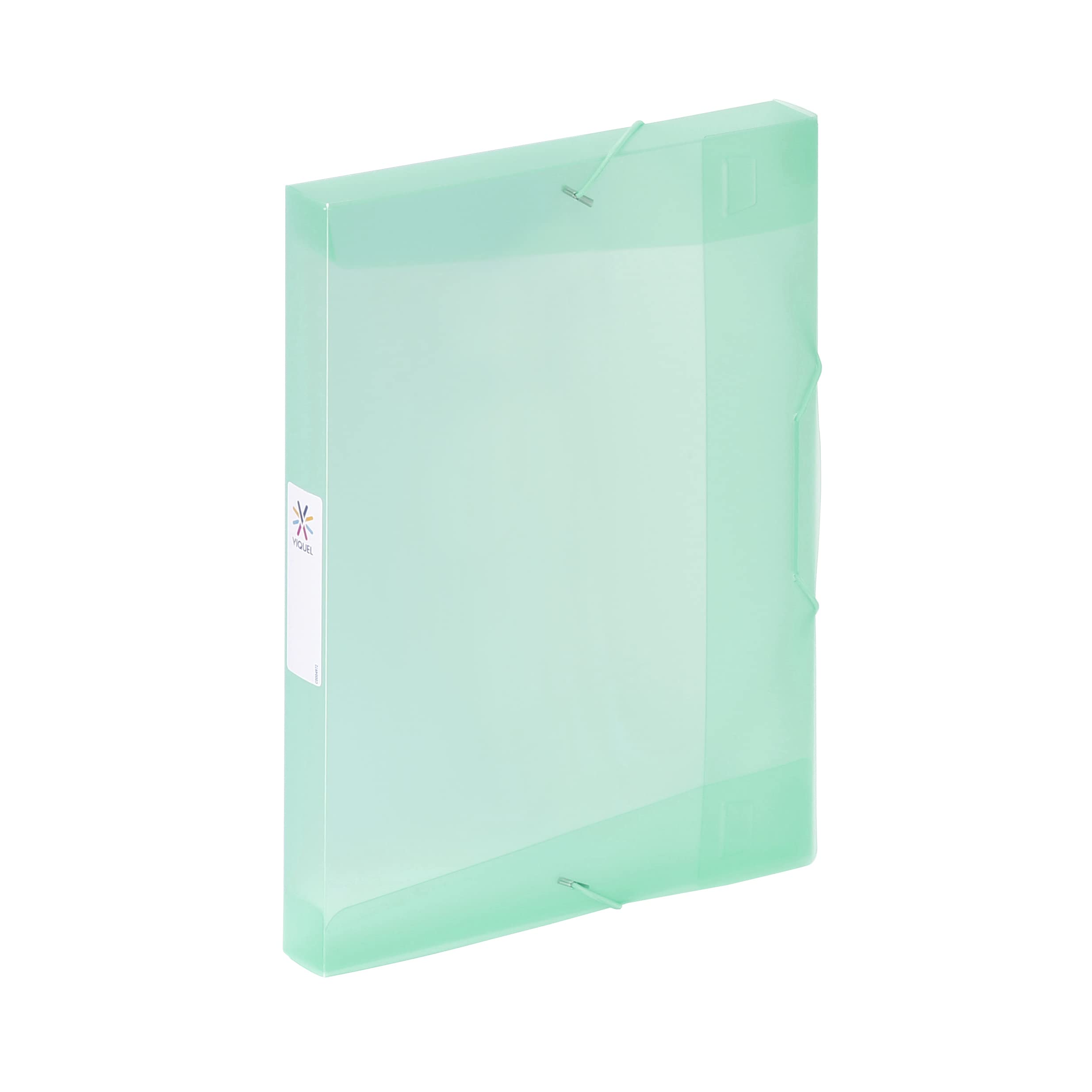 Viquel - Propysoft Large Capacity Plastic 3 Flaps Folder - A4 Filing Box with Plastic ID Label - Translucent Pastel Green
