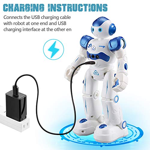 MIBOTE Remote Control Robot Toys for Kids, Smart Gesture Control & RC Remote Control Rechargeable Programmable Robot for Boys Girls Toddler, Walking, Singing, Dancing, Blue