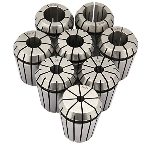 Respicefinem 8PCS ER32 Precision Spring Collet Chuck Made Of High Quality Manganese Steel For CNC Milling Lathe Engraving Machine Sturdy Durable High Strength Hardness Anti