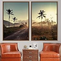 2 Piece Framed Canvas Wall Art Palm Tree Canvas Prints Home Artwork Decoration for Living Room,Bedroom - 16