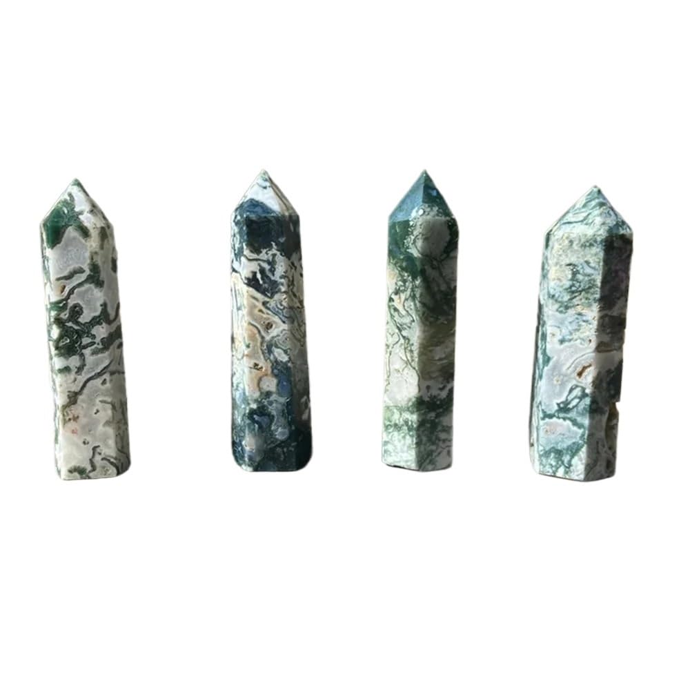 AARTERZZA 1pc 9-11cm Water Grass Agate Quartz Crystal Point Tower Obelisk