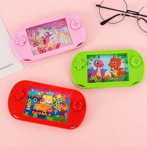 Image of SHAKTISM Classic Handheld Water Ring Toss Game for Kids & Adults Nostalgic Press Button Water Game Machine Portable Plastic Retro Ring Toss Toy Travel Fun Puzzle Toy for Children- 1Pc (Excavator Red)