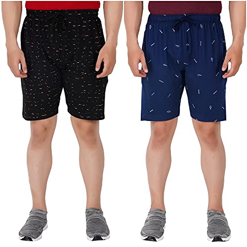 GUIDE Men's Regular Fit Printed Cotton Shorts (Pack of 2)(GF_Shor...