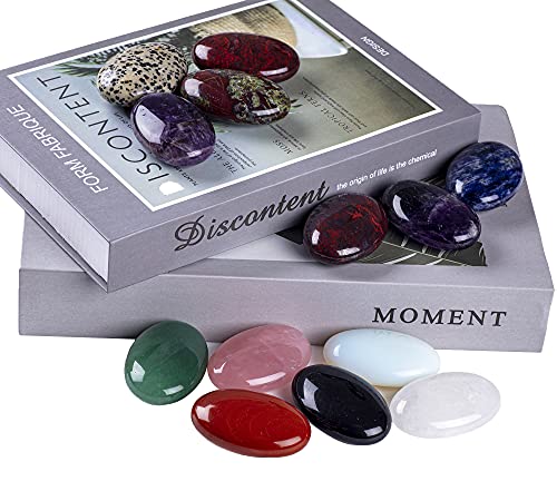 UFEEL Blue Sodalite Palm Stone Crystal Natural Chakra Therapy Polished Healing Crystal Oval Pocket Gemstone for Anxiety Stress Relief