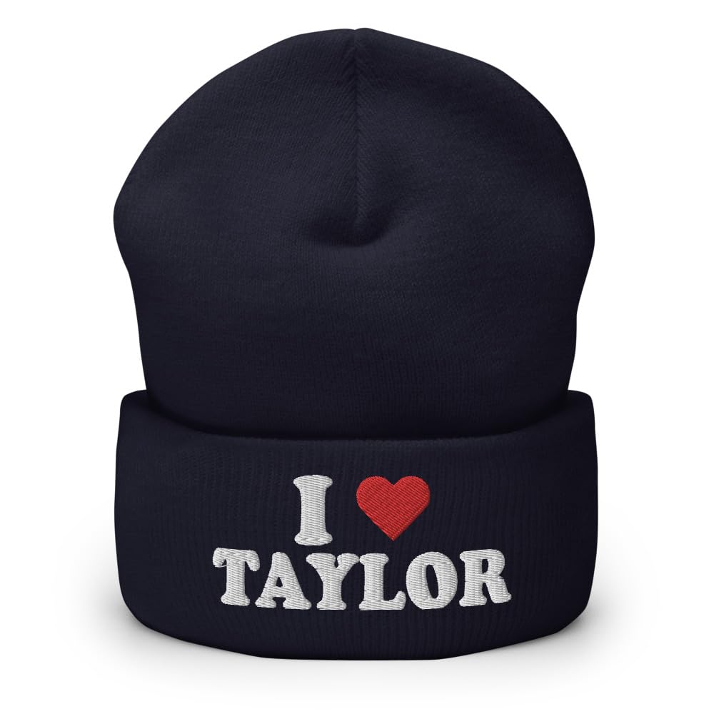 RIVEMUG I Love Taylor Cuffed Beanie Taylor Fan Hat Navy