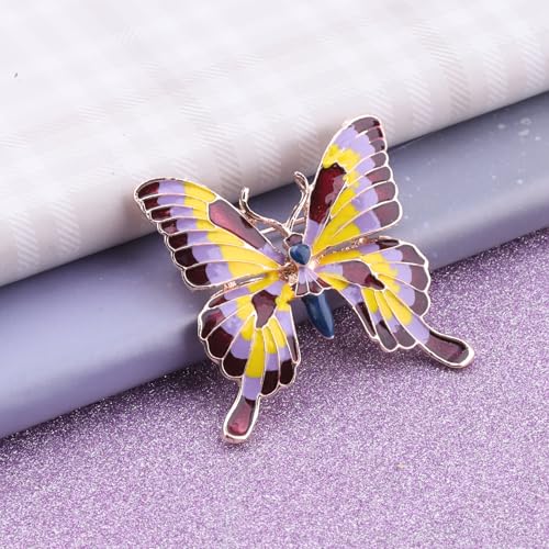 Image of FEELMEM Crystal Rhinestone Butterfly Brooch Pin Blue Color Butterfly Brooches for For Women Wedding /Banquet /Birthday Party