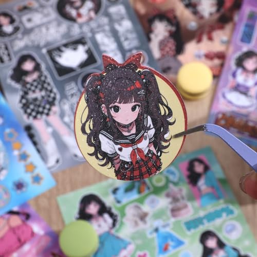Image of Girl's Japanese Retro Sticker Book, Anime Showa Girl Theme - 650+ Cute Old Showa Style Comics Stickers, for DIY Scrapbooking Journaling Handbook Decoration