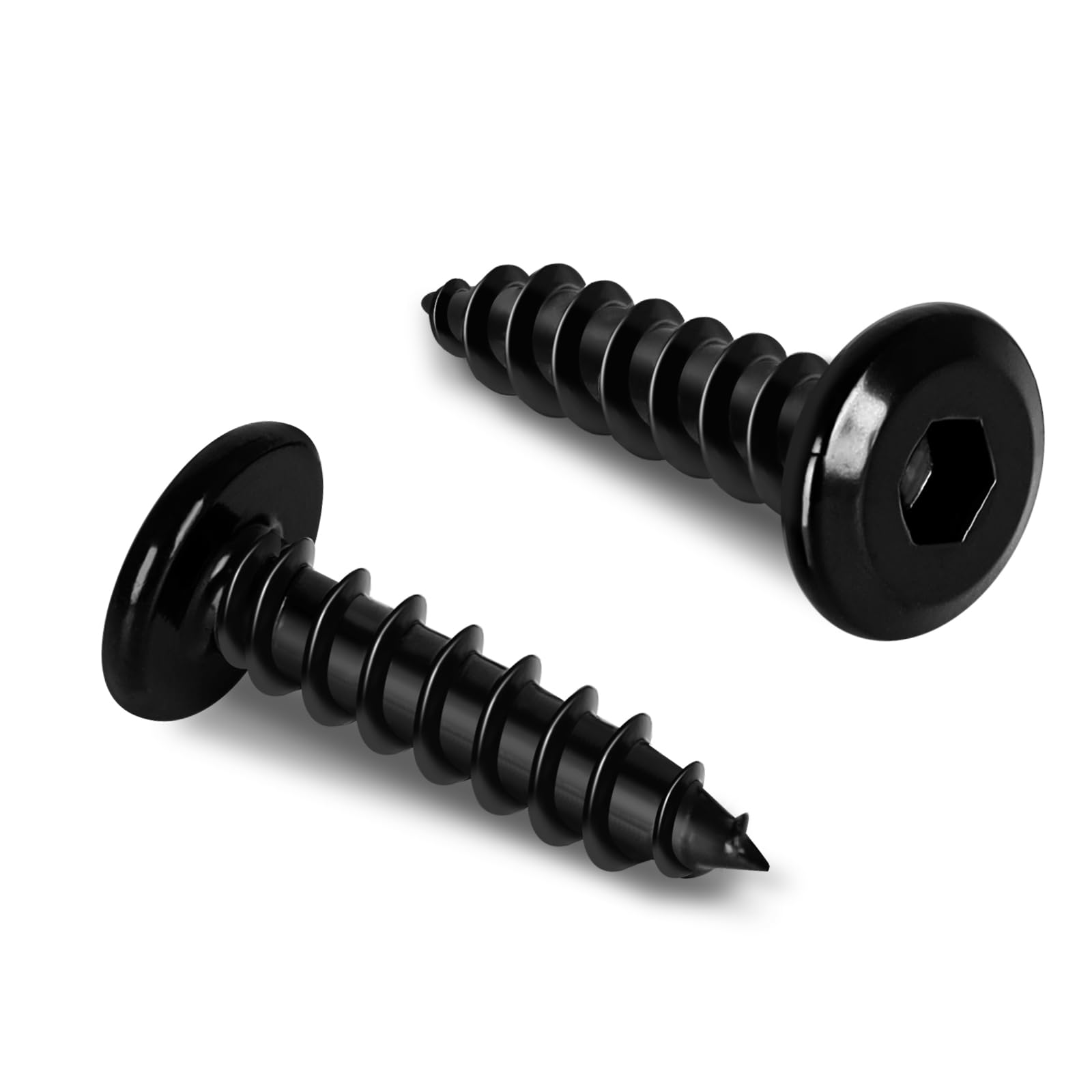 M4 x 12mm Flat Head Socket Cap Self Tapping Screws, Countersunk Wood Screws, 304 Stainless Steel 18-8, Allen Hex Drive, Black Finish, 100 PCS