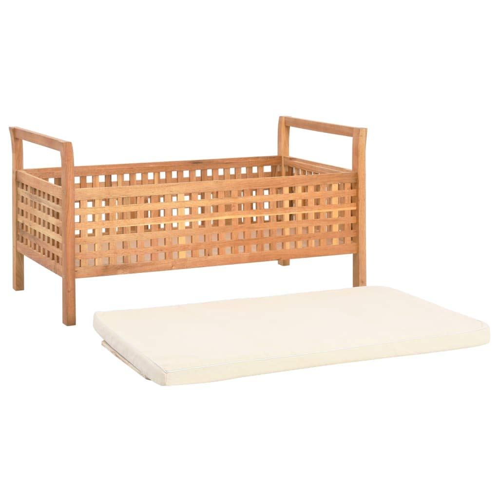 Générique Ławka do przechowywania 93x49x49 cm z litego drewna orzechowego z wyściełaną poduszką, przestronna przegroda do przedpokoju, sypialni lub łazienki, pokrowiec nadający się do prania