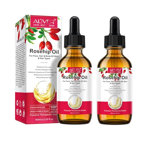Aceite de Rosa Mosqueta Puro 120ml con Ácidos Grasos Insaturados, 100% Natural Aceite Prensado en Frío Hidratante para Anti-envejecimiento, Desvanece la Cicatriz, Revitaliza la Piel y Cabello
